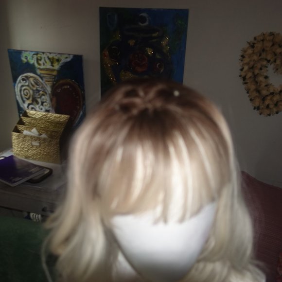 Adorable Blonde human hair blend wig main image 7